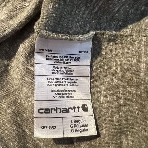 Carhartt Men's Short Sleeve Pocket Work T-Shirt Heavy Olive Green K87-G52 - Picture 5 of 10